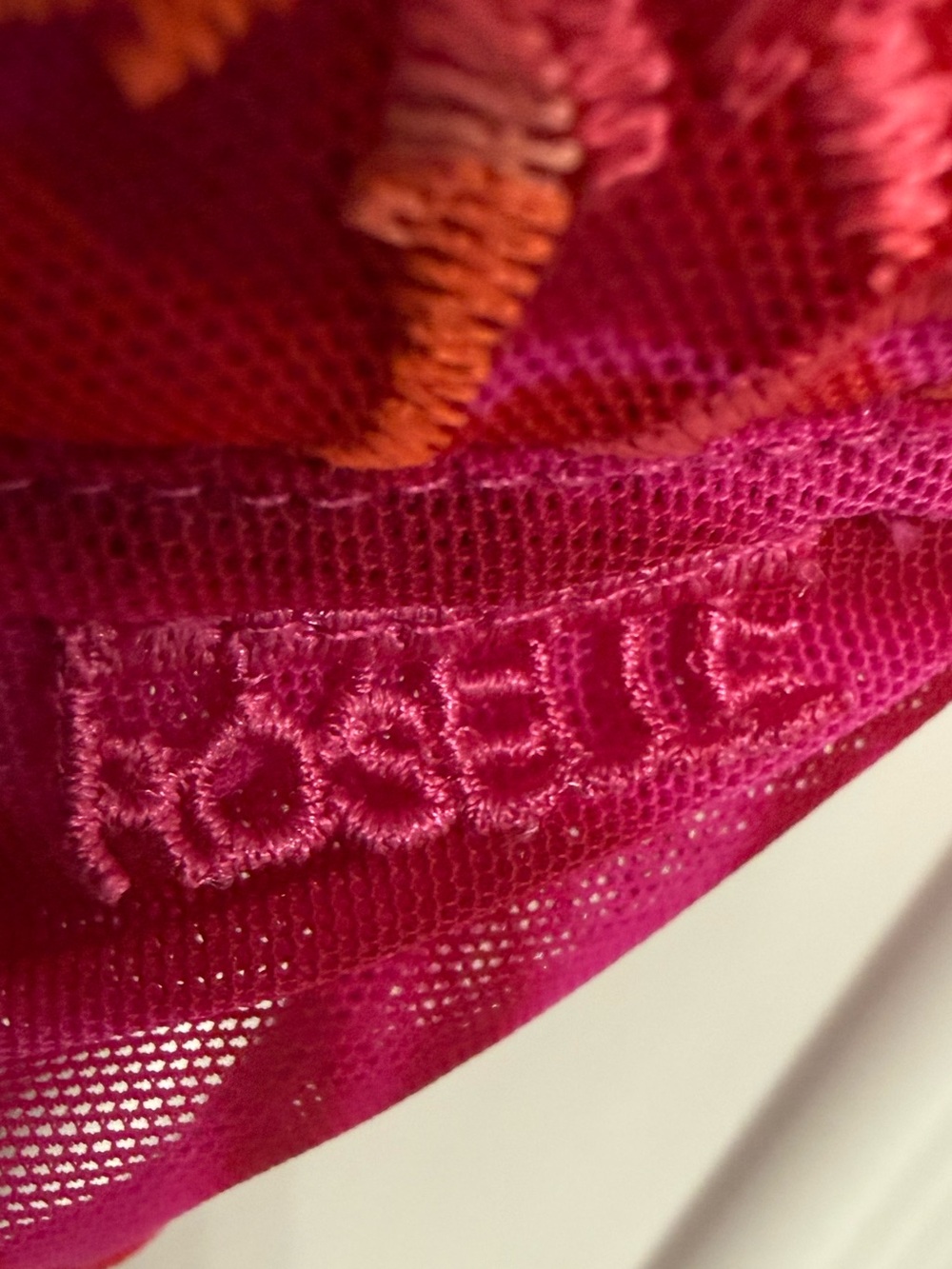 Roselle Size 34C Lined Fuchsia Embroidered Underwire Bra with Orange Accent - Picture 3 of 10